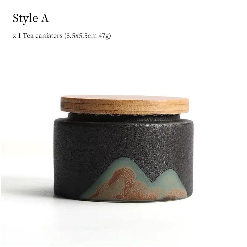 Style A ceramic tea storage canister landscape design