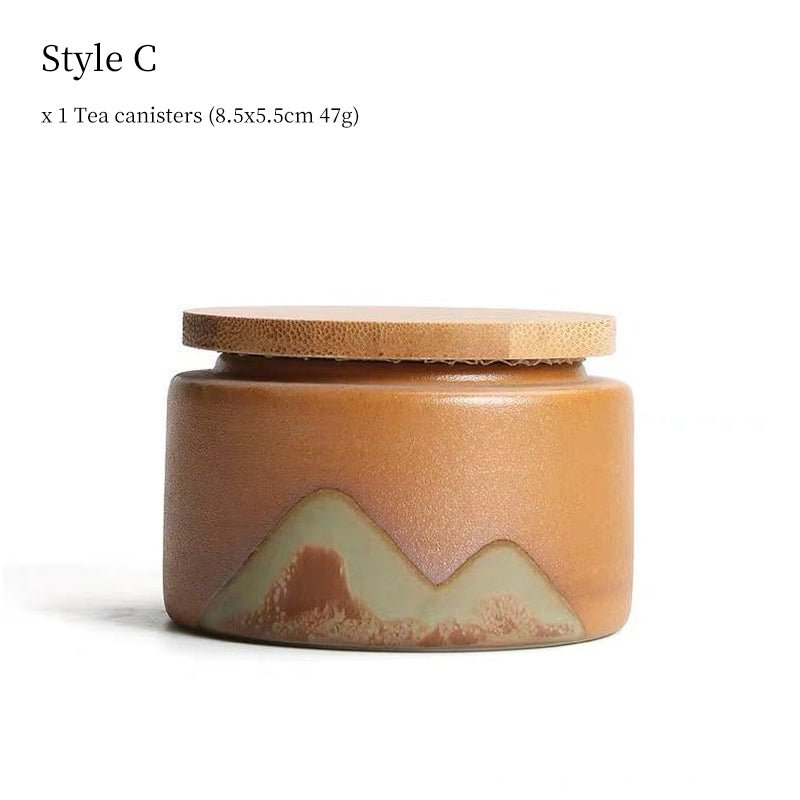 Style C ceramic tea storage canister landscape design