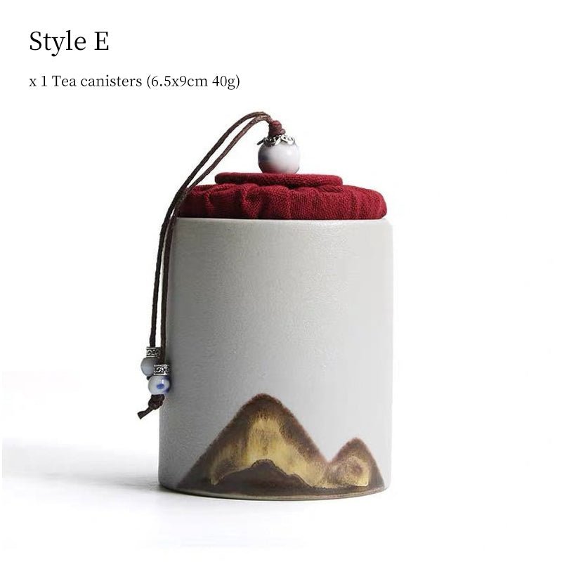 Style E ceramic tea storage canister landscape design