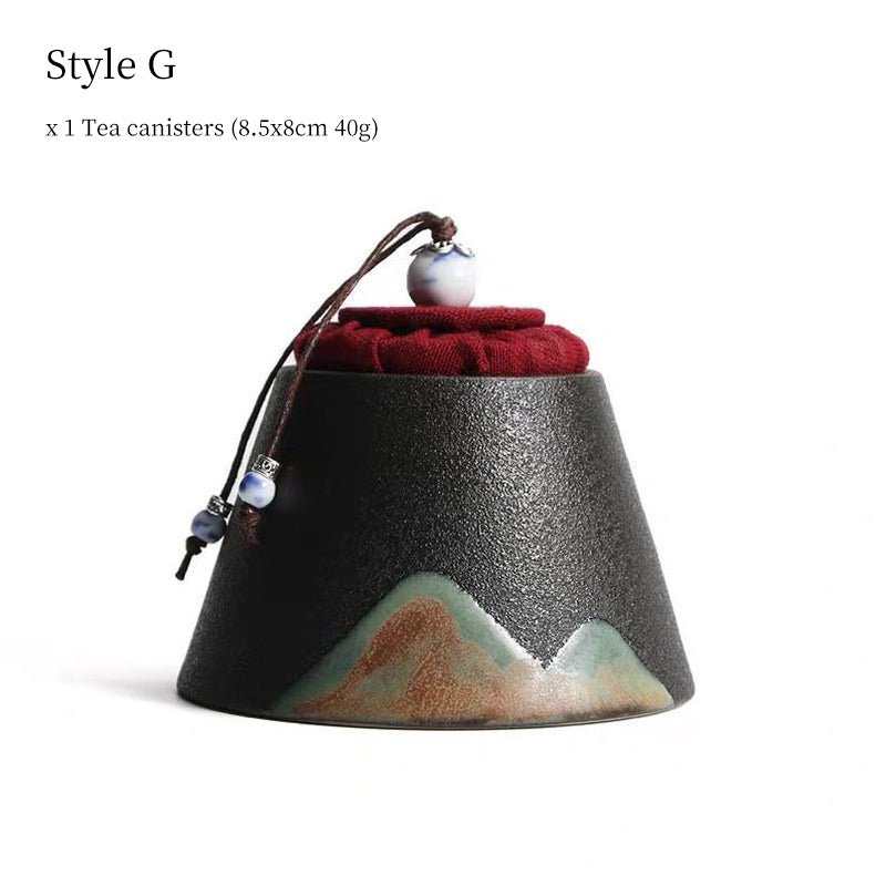 Style G ceramic tea storage canister landscape design