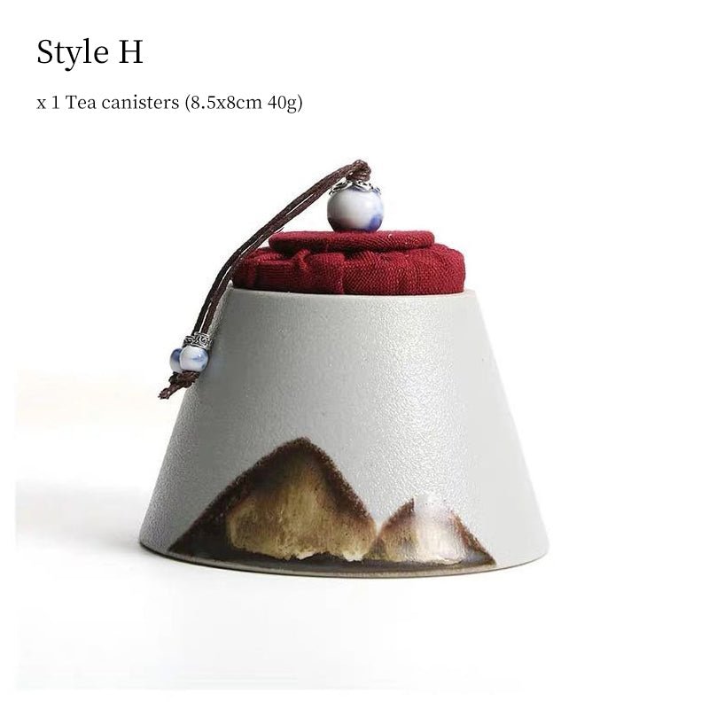 Style H ceramic tea storage canister landscape design