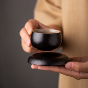 Japanese Black Clay Tea Cup and Sauser 50ml