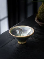 100ml blue glaze Jian Zhan straw hat Chinese tea cup full view