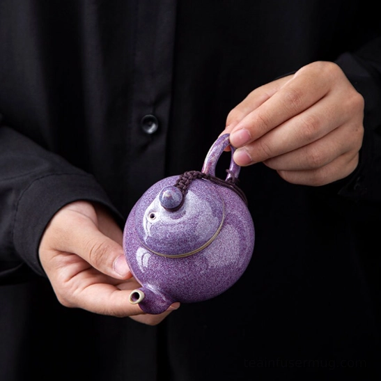 top view of 100ml small ceramic teapot with infuser