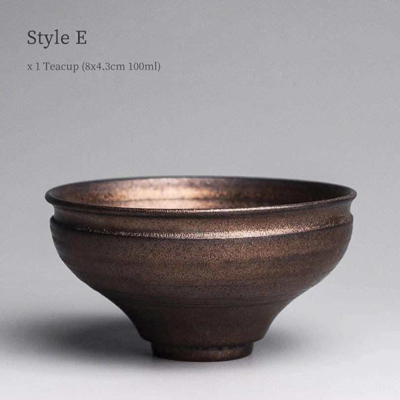100ml flat vintage bronze chinese tea cup style e