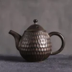 100ml honeycomb textured small gongfu ceramic teapot with infuser front view