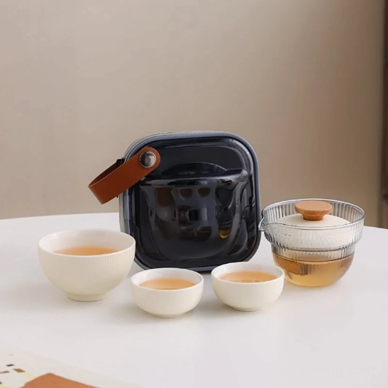 full complete 100ml portable travel tea set with gaiwan 3 cups and carry bag