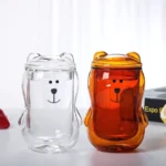 10oz 3D bear double wall glass tea infuser mug main product view