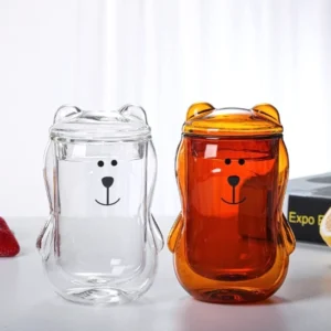 10oz 3D bear double wall glass tea infuser mug main product view