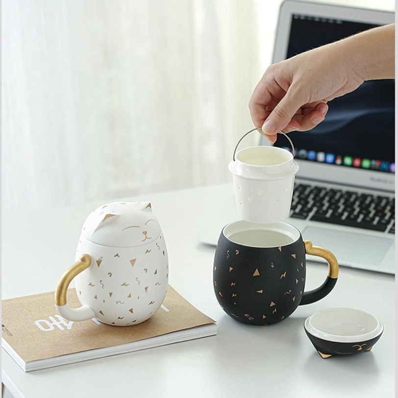size reference for 12oz lucky cat ceramic tea infuser mug