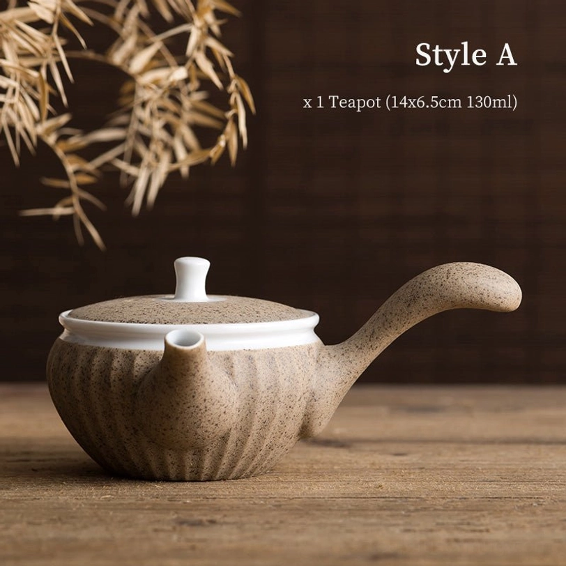 130ml ceramic side handle teapot style a speackled coarse ceramic