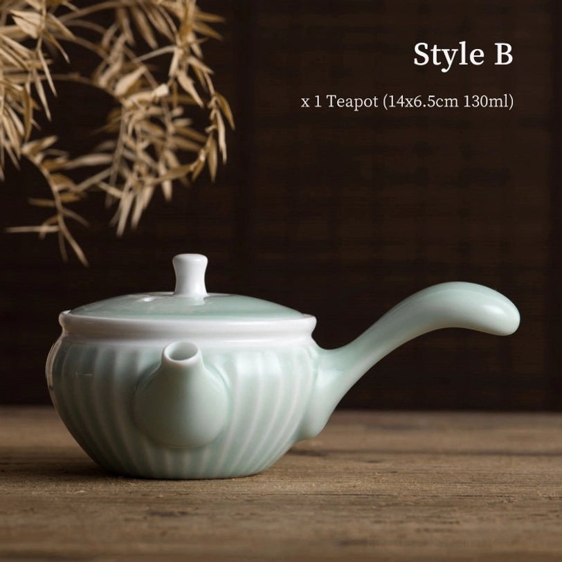 130ml ceramic side handle teapot style b pale green celadon