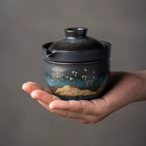 complete 130ml portable travel tea set with gaiwan teacup and carrying bag