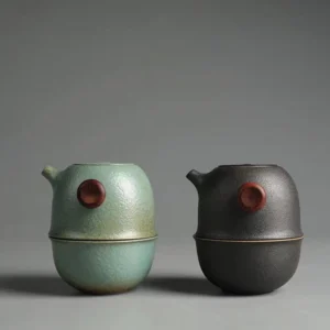 full open 140ml ceramic travel tea set with all components