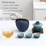 Full 140ml ceramic travel tea set with carrying case unboxed