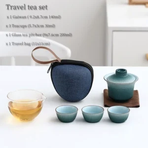 Full 140ml ceramic travel tea set with carrying case unboxed