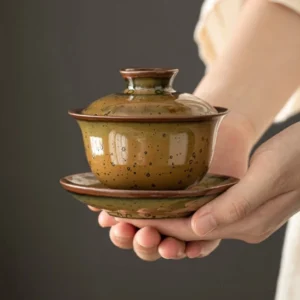 full view 140ml spotted ceramic gongfu gaiwan tea cup