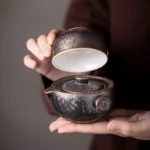 Full 150ml ceramic travel tea set with storage bag