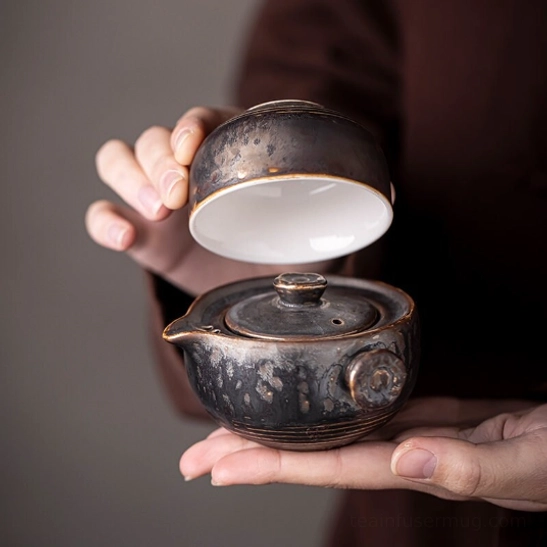 Full 150ml ceramic travel tea set with storage bag