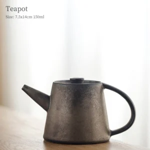 full view 150ml retro dark grey ceramic teapot