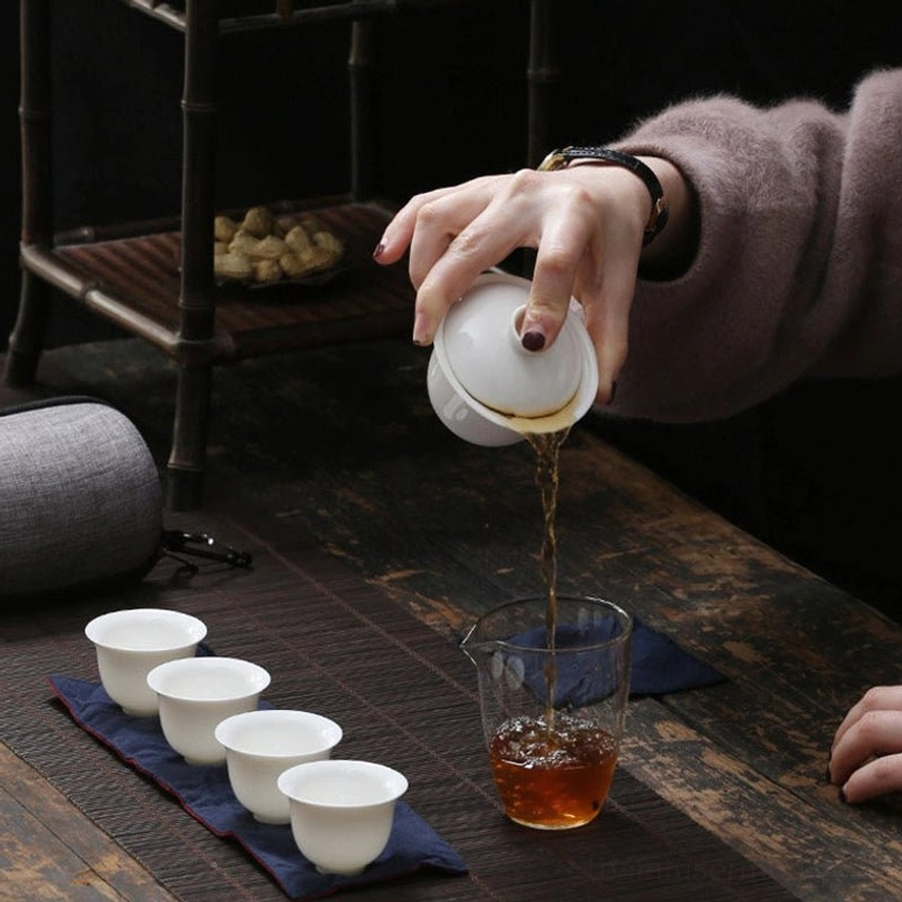 150ml white ceramic gaiwan for travel kung fu tea brewing