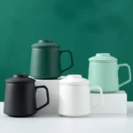 full set 15oz ceramic tea mug with infuser and lid