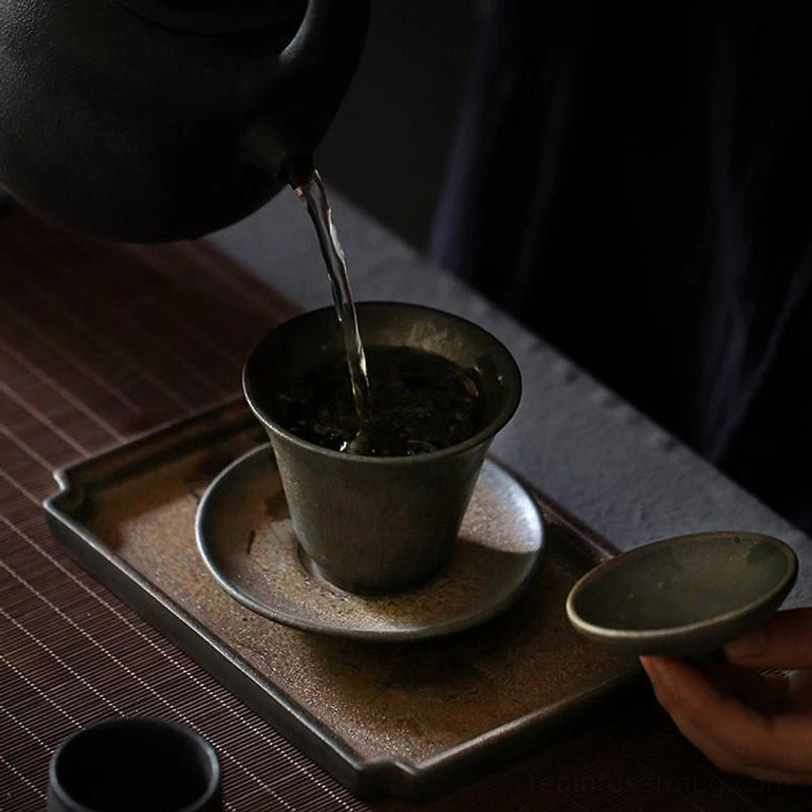 160ml traditional Chinese bronze ceramic gaiwan for tea brewing