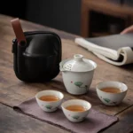 Full 160ml ceramic lotus travel tea set with carrying bag