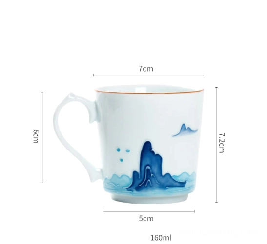 Size comparison of 160ml modern Chinese ceramic tea cup