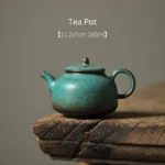 full product view 160ml peacock green ceramic teapot with infuser