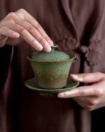 170ml traditional black sancai gaiwan tea cup front view