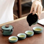 full complete 170ml ceramic travel tea set with carrying case