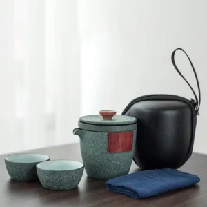 Full unboxed 175ml ceramic travel tea set with teapot and teacups