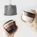 180ml portable ceramic travel tea set with protective cloth bag