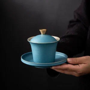 180ml premium gold accent ceramic gaiwan tea cup full set