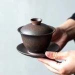 180ml rustic brown sancai gaiwan traditional chinese tea brewing set