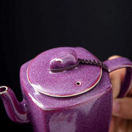 view of 180ml square purple teapot base showing four support feet
