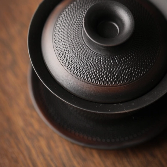 Lid of 190ml Japanese vintage textured gaiwan tea cup