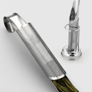 2-in-1 stainless steel tea strainer with tea tong full product view