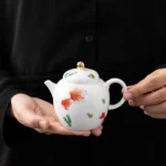 200ml chinese koi fish ceramic teapot with infuser side view