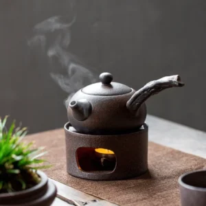 full set of 200ml kyusu teapot with infuser and candle warmer