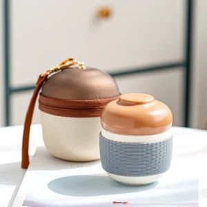 full set 200ml portable ceramic travel tea infuser mug with carry bag
