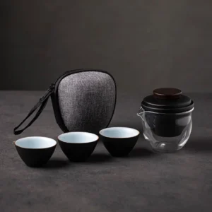 complete 200ml travel tea set with teapot three teacups travel bag and tea towel