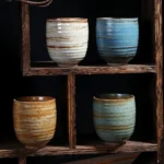 full collection view of 200ml rustic vintage Japanese ceramic tea cups