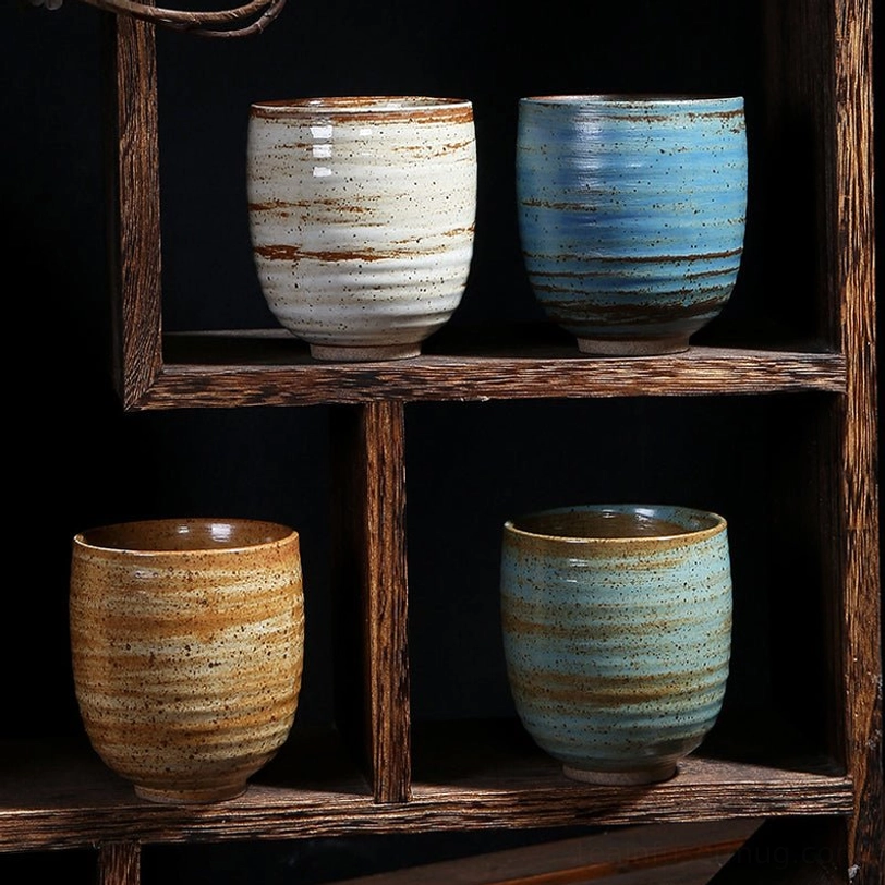 full collection view of 200ml rustic vintage Japanese ceramic tea cups