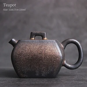 full view of 220ml gilded retro ceramic teapot with infuser