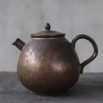 full view of 250ml bronze ceramic teapot with infuser