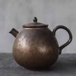 full view of 250ml bronze ceramic teapot with infuser