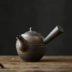 full view of 250ml ceramic side handle teapot with infuser