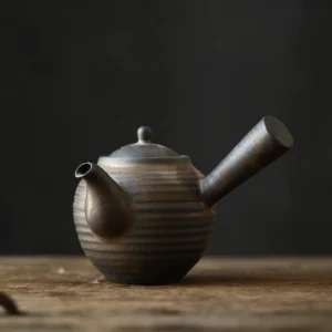 full view of 250ml ceramic side handle teapot with infuser